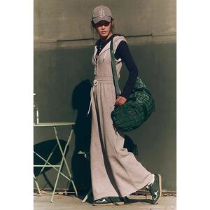 New Free People Wide-Leg Sweatshirt Jumpsuit Sweat Makin It Grey XS